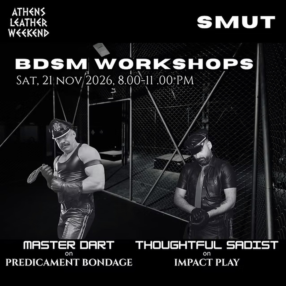 Poster ATHENS LEATHER WEEKEND x SMUT - BDSM WORKSHOPS 21.11.2026