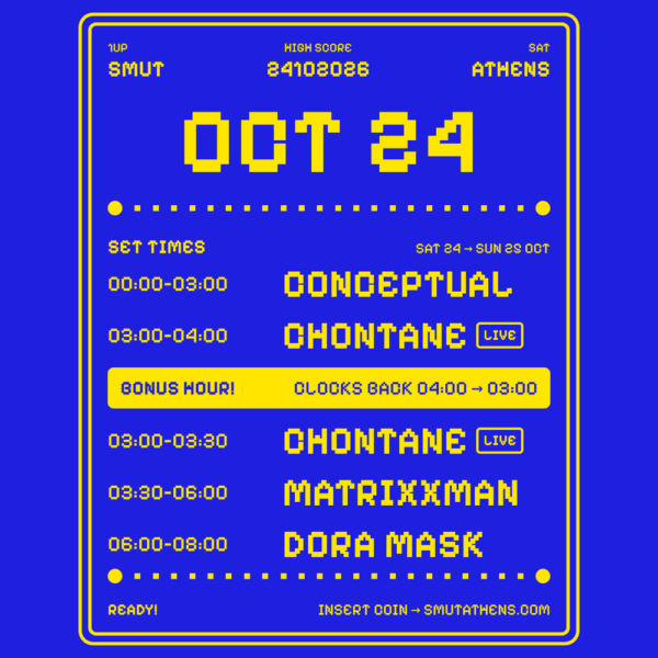 Poster SMUT x MATRIXXMAN x CHONTANE LIVE x CONCEPTUAL x DORA MASK 24.10.2026